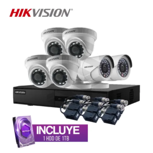 Kit CCTV Sistema de Camaras Hikvision 1080P. 4 Domo y 2 Tubos